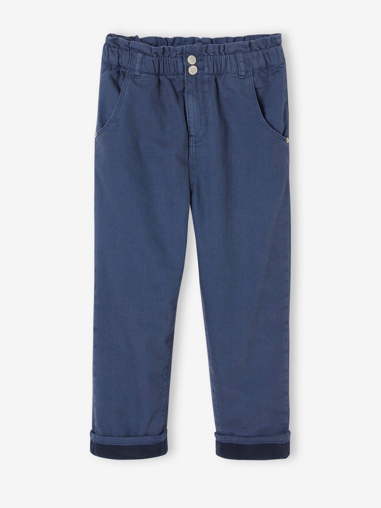 Vertbaudet Mädchen Thermohose mit Paperbag-Bund - nachtblau