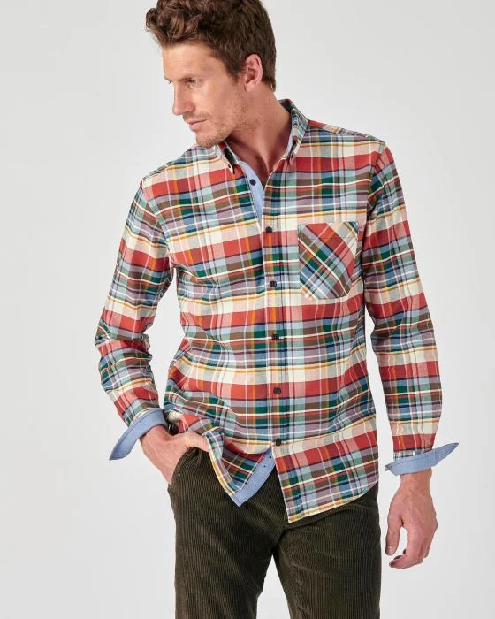 Chemise carreaux Oxford pur coton manches longues