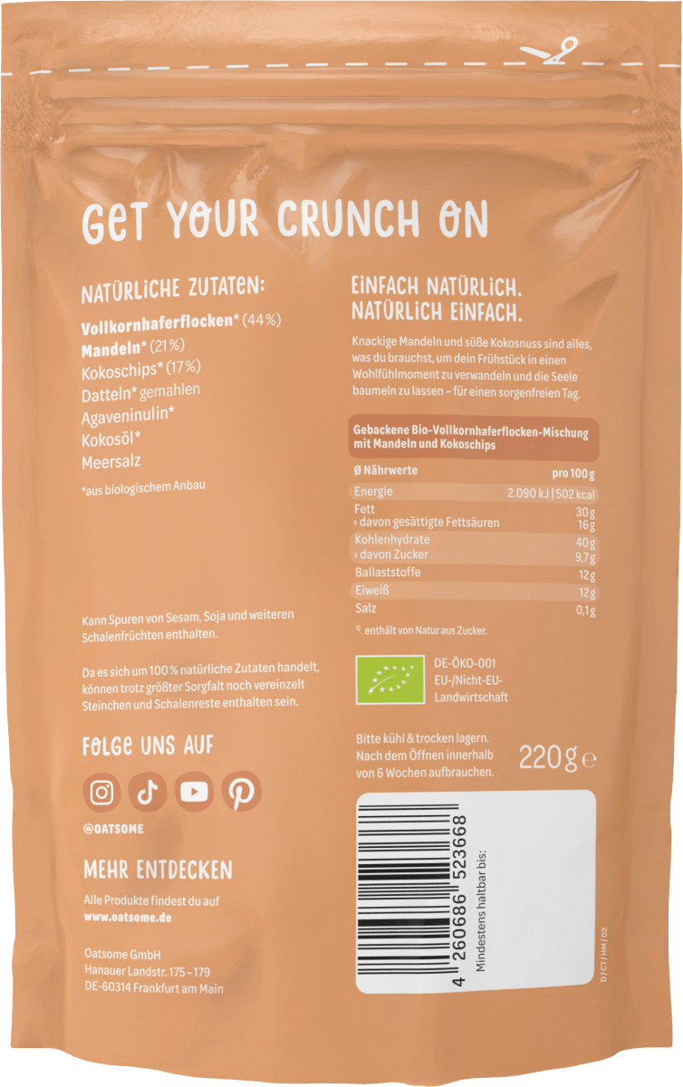 Crunchy Topping Hakuna Makokos, Mandel & Kokos, 220 g
