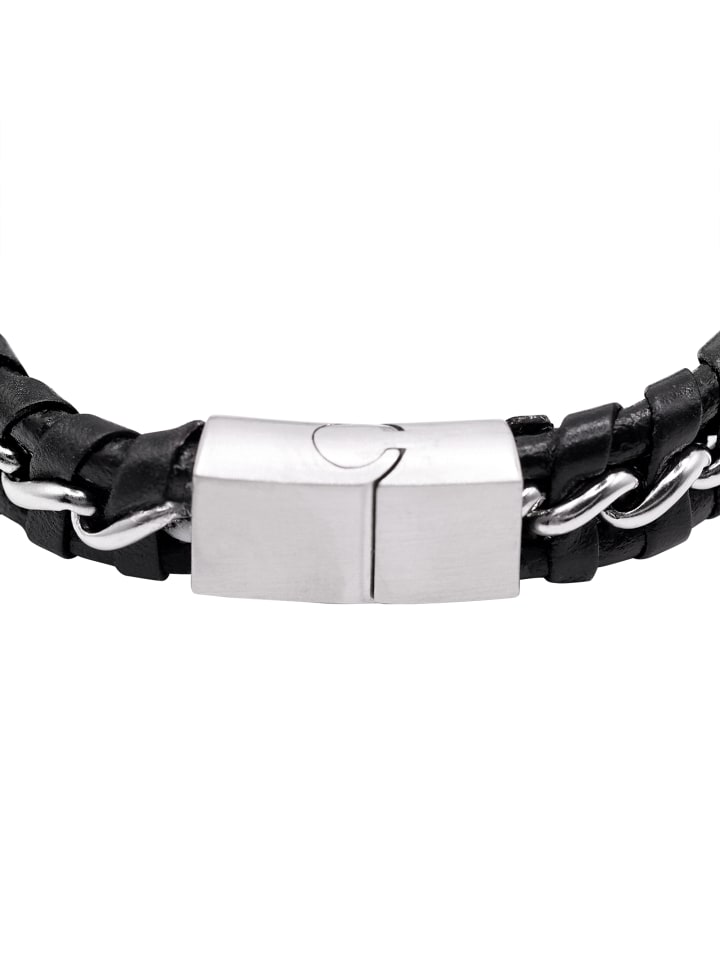 Steel_Art Herrenarmband Lederarmband Laurin in schwarz günstig kaufen