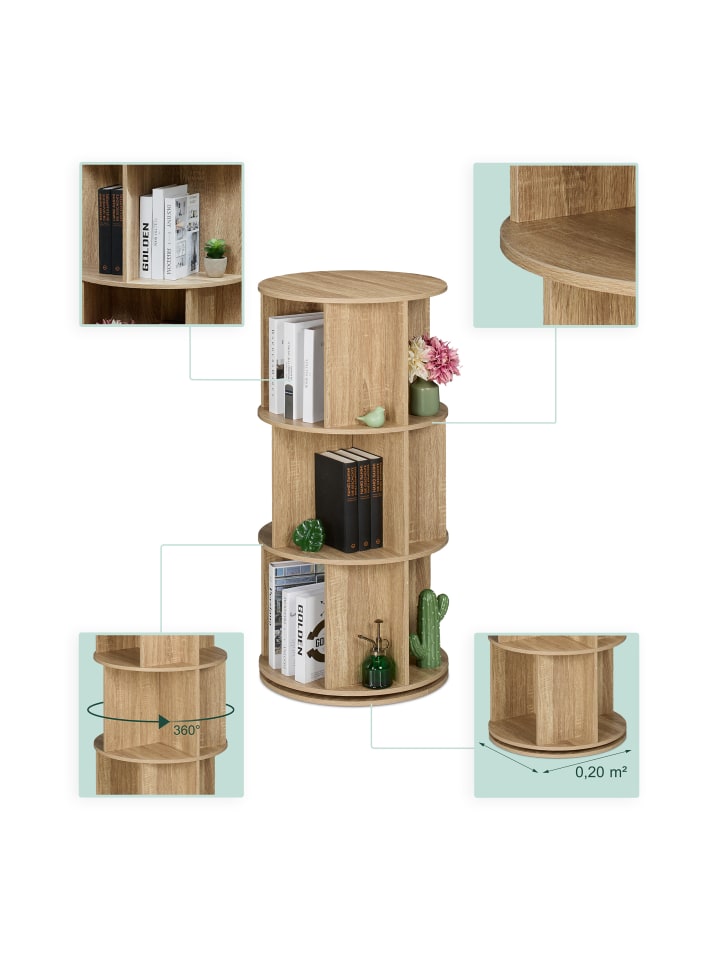 relaxdays Bücherregal in Natur - (H)104 x Ø 50 cm günstig kaufen onesize