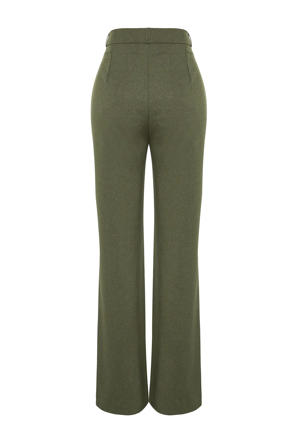 Trendyol Collection  Khakifarbene, gerade geschnittene, gerippte Webhose mit hoher Taille TWOAW24PL00274