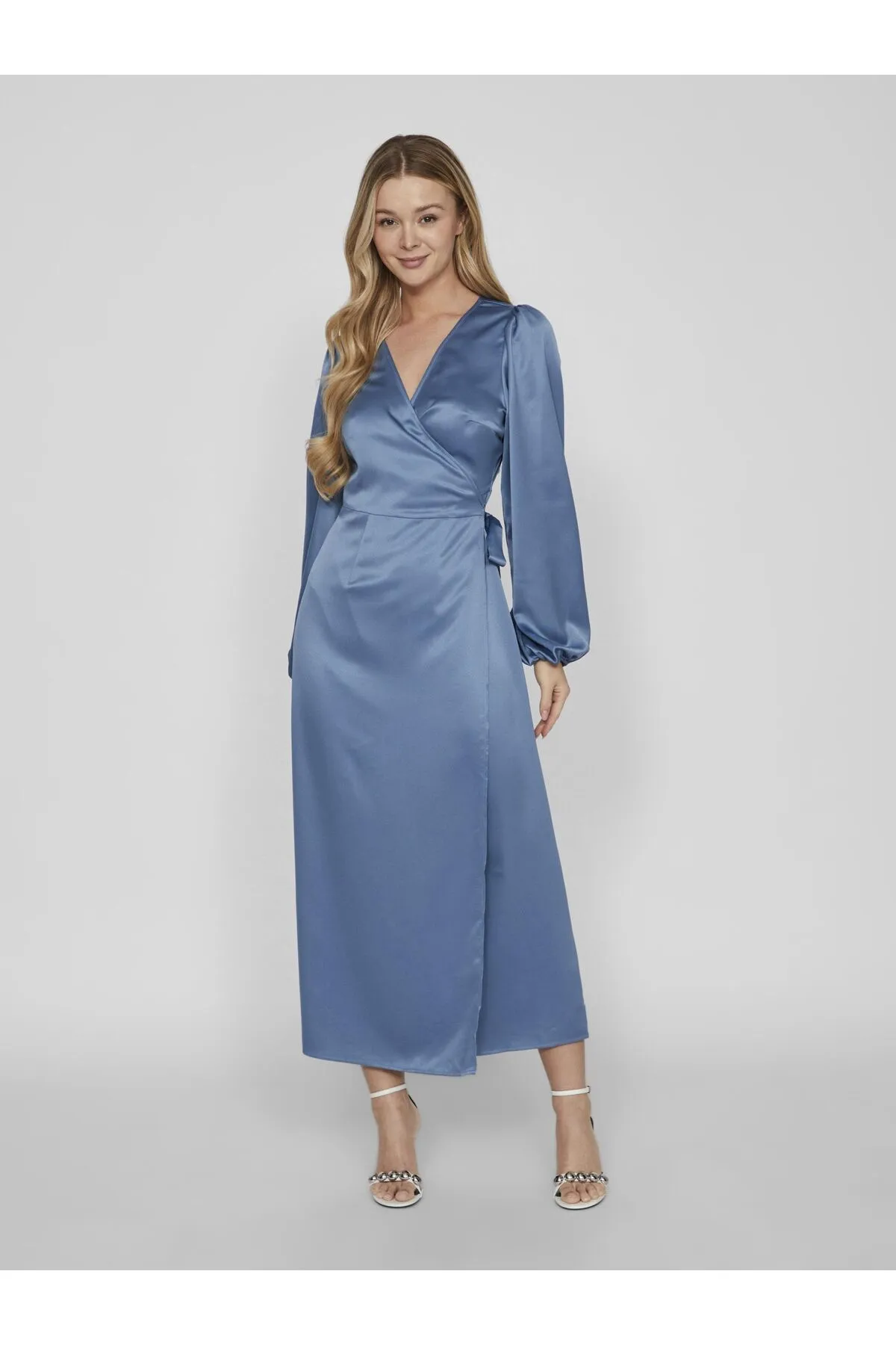 VILA  Wickelkleid Langärmeliges Maxi