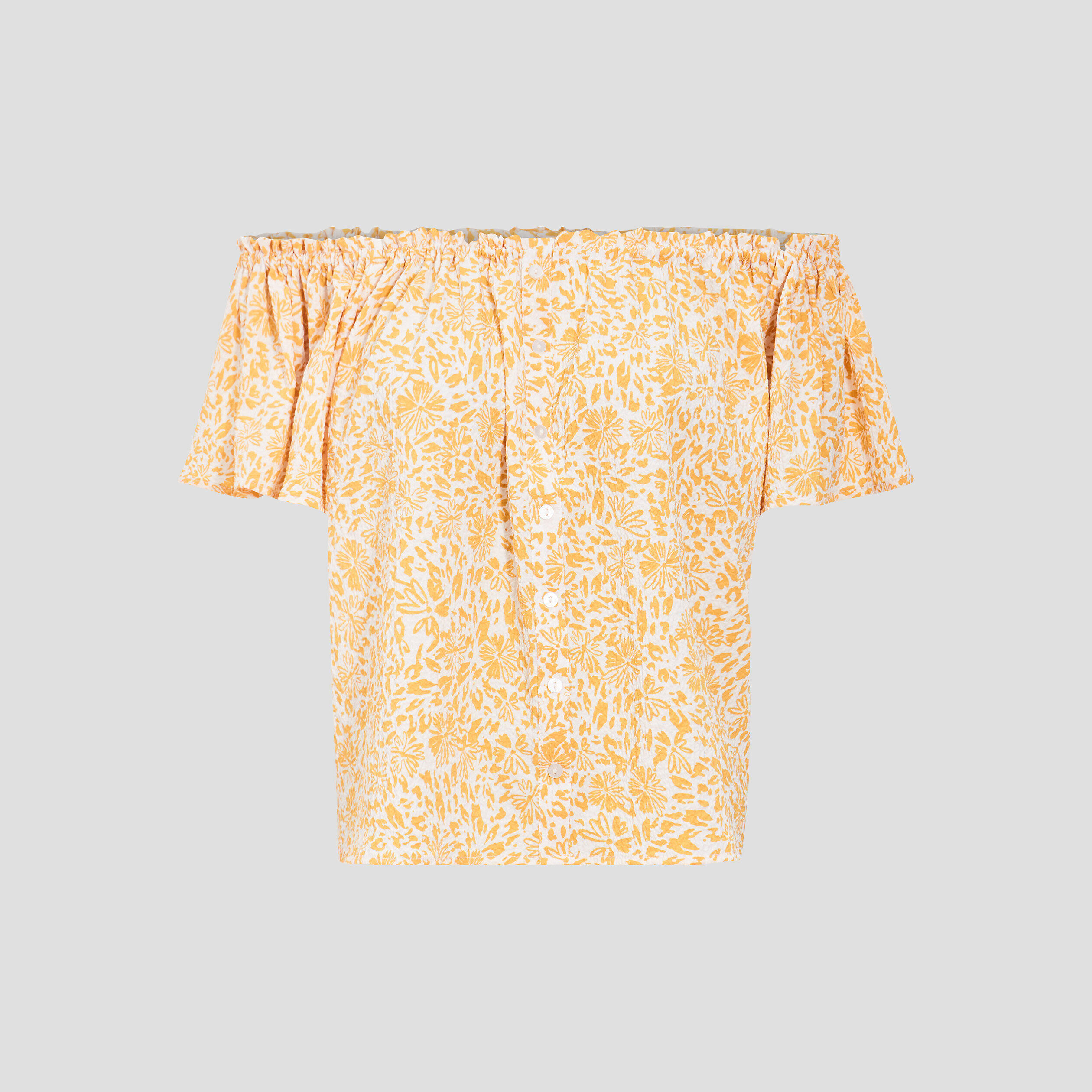Blouse manches courtes jaune moutarde femme | Cache Cache
