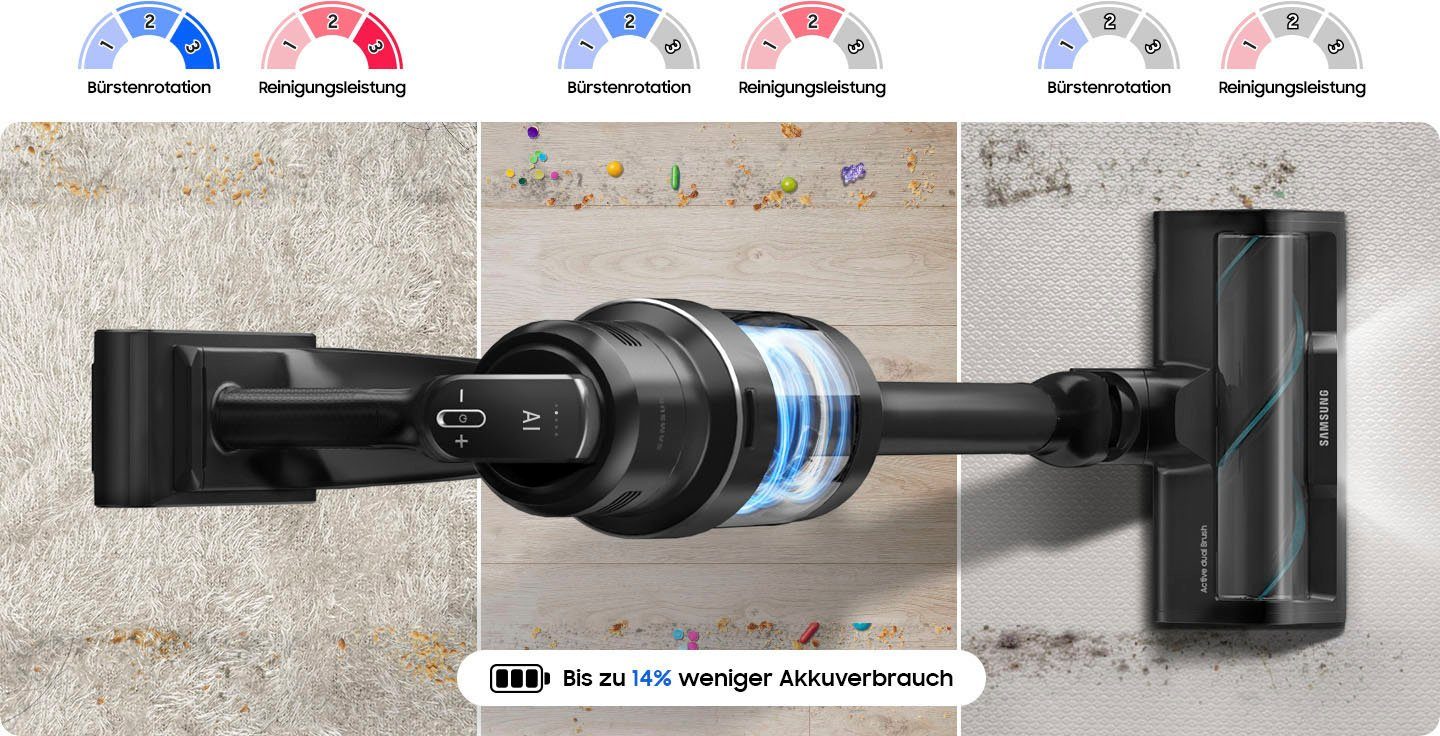 Samsung Akku-Handstaubsauger BESPOKE Jet AI Akku+ CompleteClean VS28C97B4QK/WD, 730 W, beutellos, automatische Entleerung mit selbstschließender Öffnung