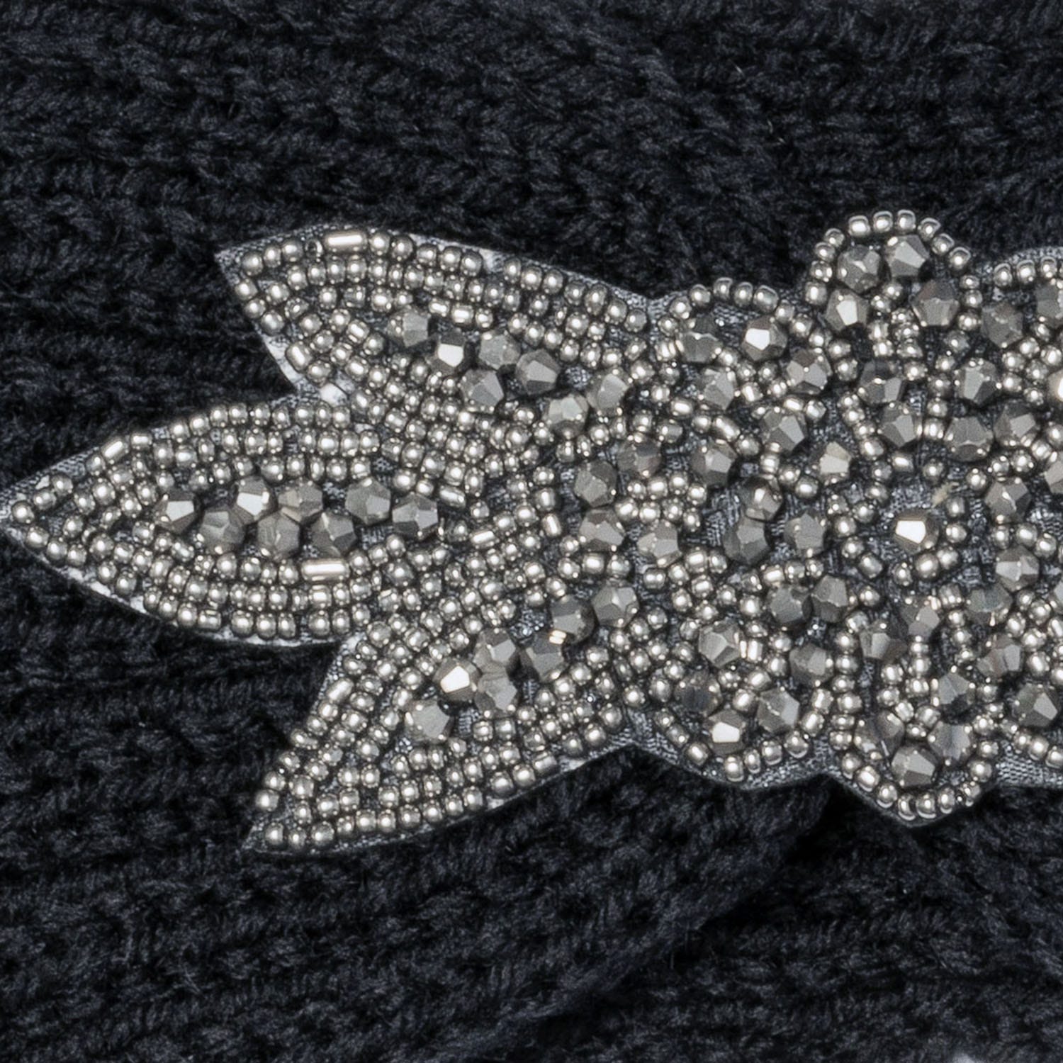 Headband-bijou TEXTO noir en maille