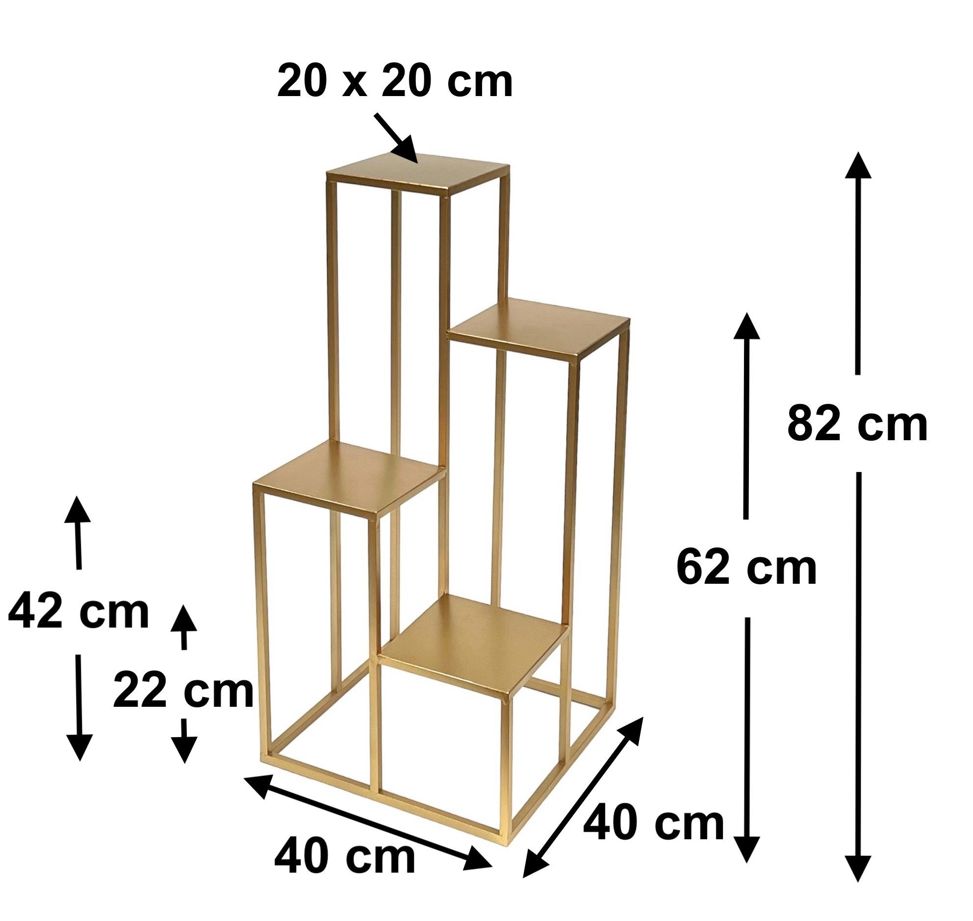 DanDiBo Blumenhocker Blumentreppe Metall Gold 82 cm Pflanzentreppe Blumenständer Modern