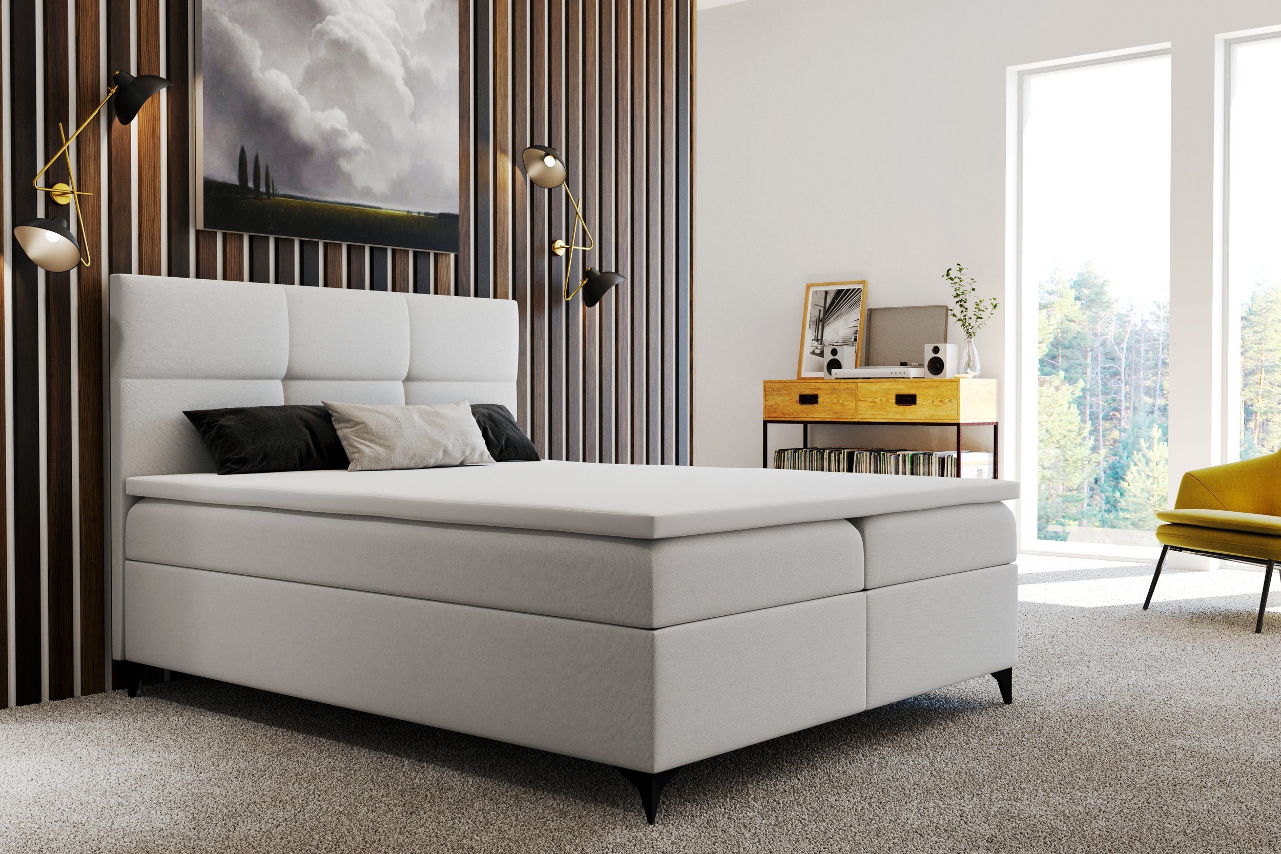 Stylefy Boxspringbett Libra (Schlafzimmerbett, Bett), 140/160/180/200 x 200 cm, wahlweise mit Topper, mit Taschenfederkern Matratze, Bettkasten, Kopfteil gepolstert