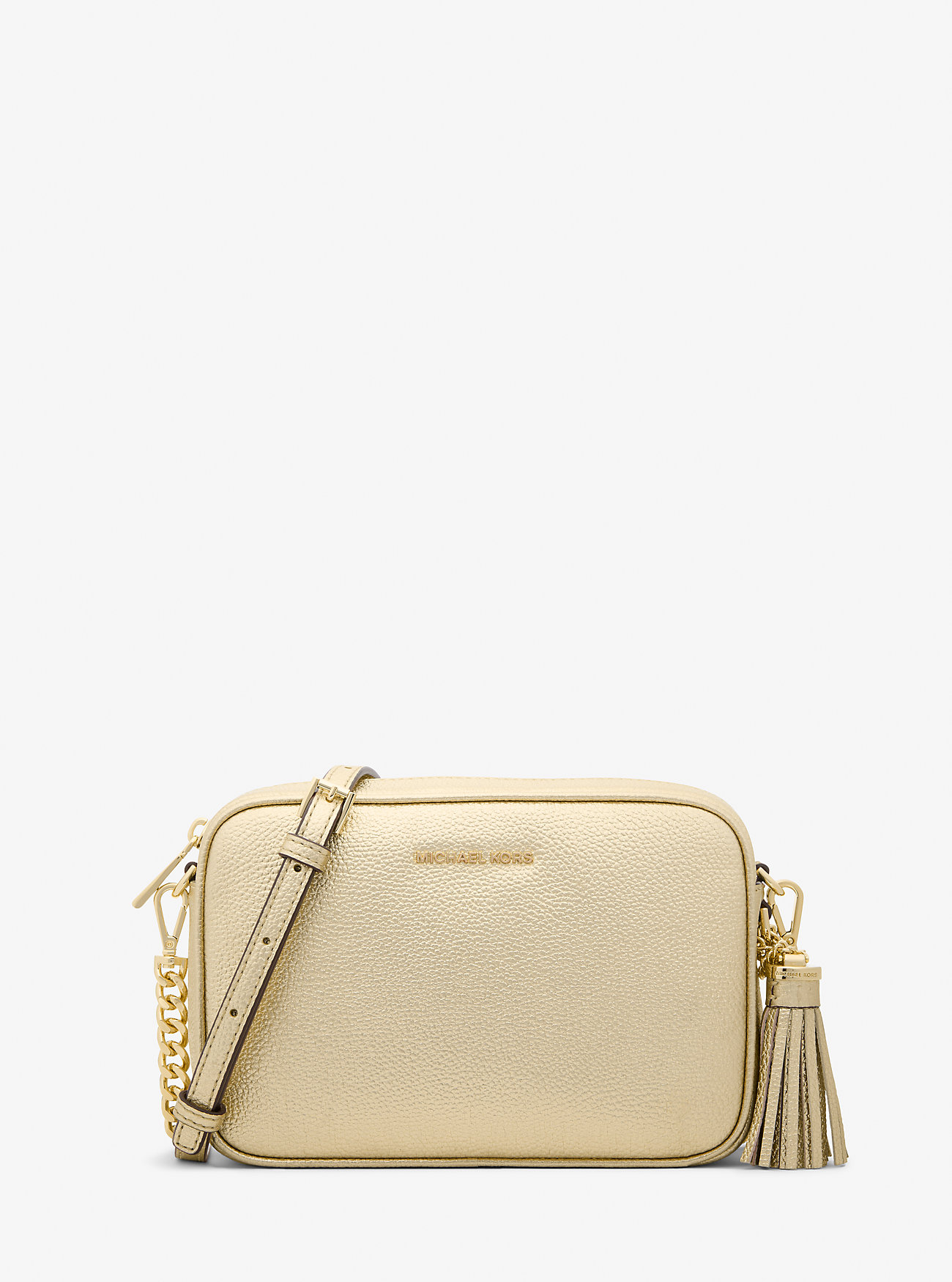 Ginny Metallic Leather Crossbody - PALE GOLD