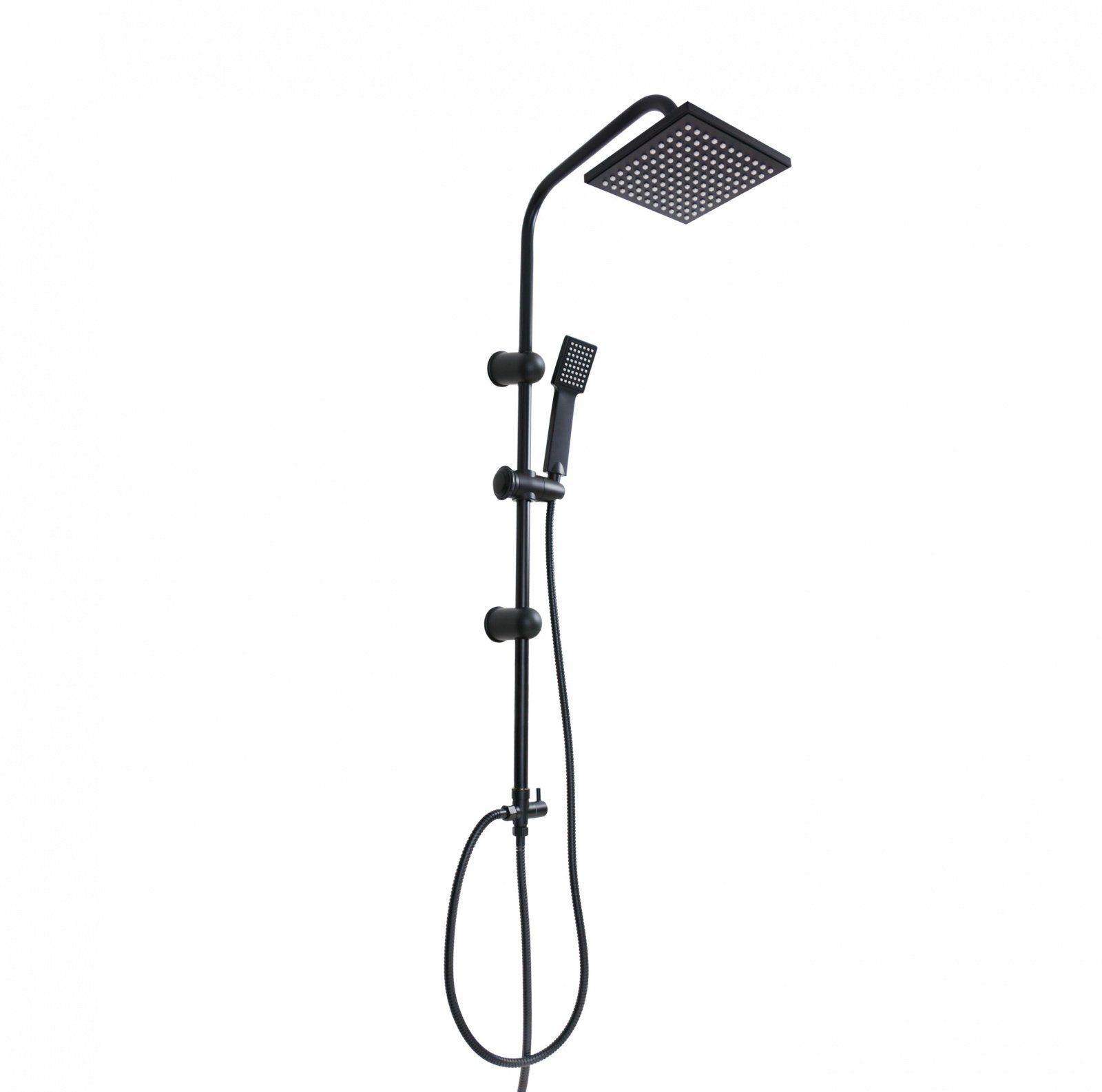 Grafner Duschsystem Grafner® Duschgarnitur mit Regenschauerduschkopf und Handbrause, 1 Strahlart(en), schwarz, Antikalk-Softdüsen