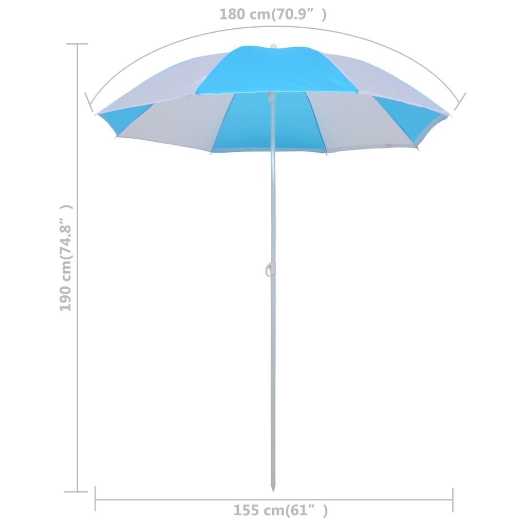 vidaXL Strandmuschel Strandmuschel Sonnenschutz Strandschirm-Windschutz Blau und Weiß 180 c