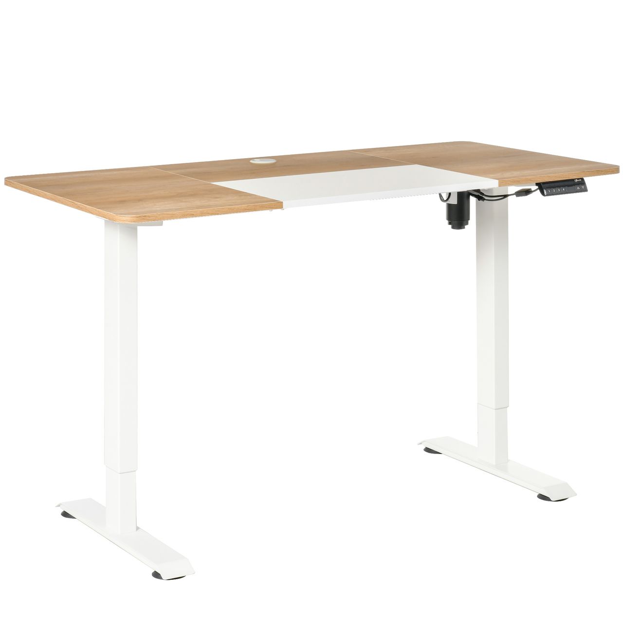 Vinsetto Elektrischer Schreibtisch Computertisch höhenverstellbar Stehschreibtisch Bürotisch Natur Weiß 140 x 70 x 72-116 cm