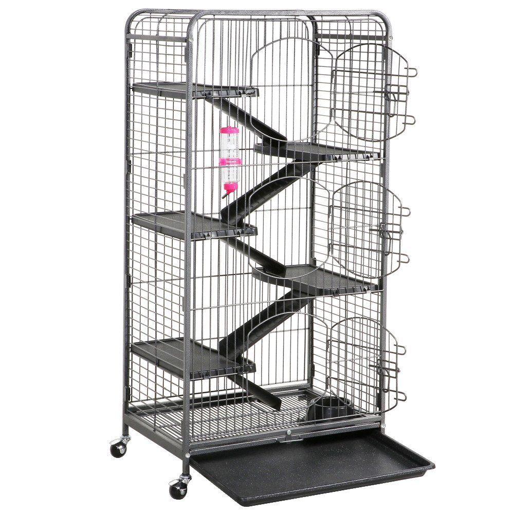 Yaheetech Kleintierkäfig, Nagervoliere Metall Hamsterkäfig Käfig mit 3 Fronttür