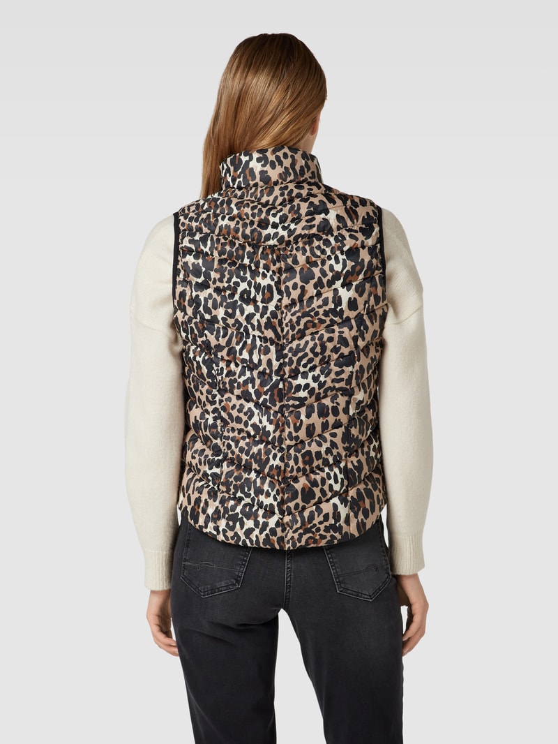 Steppweste mit Animal-Print in schwarz