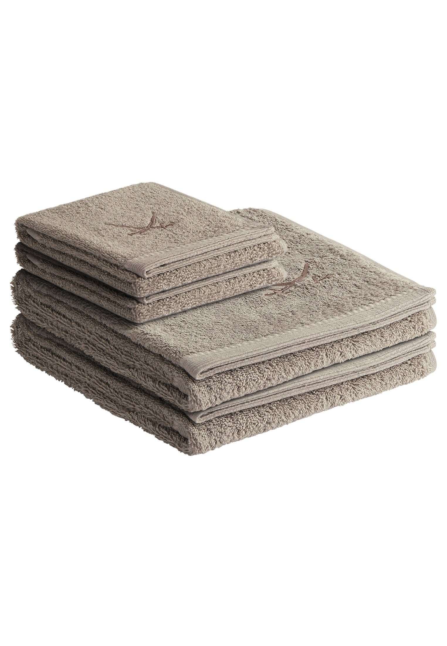 Sansibar Sylt Handtuch Set Sansibar Sylt Handtuch Frottier-Serie „Classic Nr. 1“, Set, 4-tlg, (Set), Hochwertige Ton-in-Ton Sansibar Säbel Stickerei, hautfreundlich