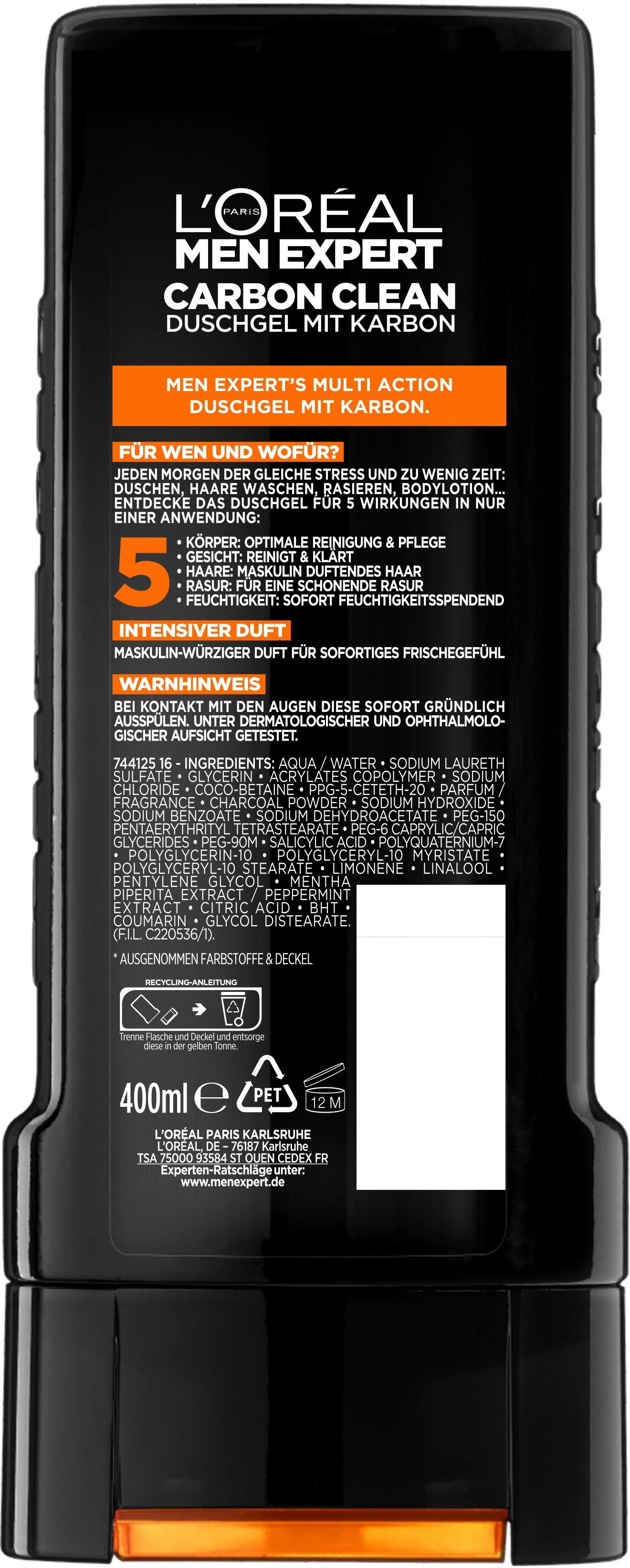 L'ORÉAL PARIS MEN EXPERT Duschgel Carbon Clean 5in1 XXL, 6-tlg.