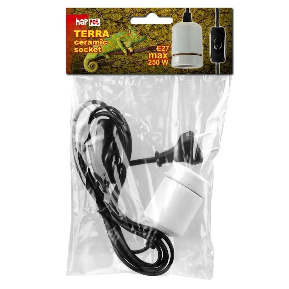 Happet Terrarium Porzellanfassung mit Kabel für E27 - 250 W Keramikfassung Schalter