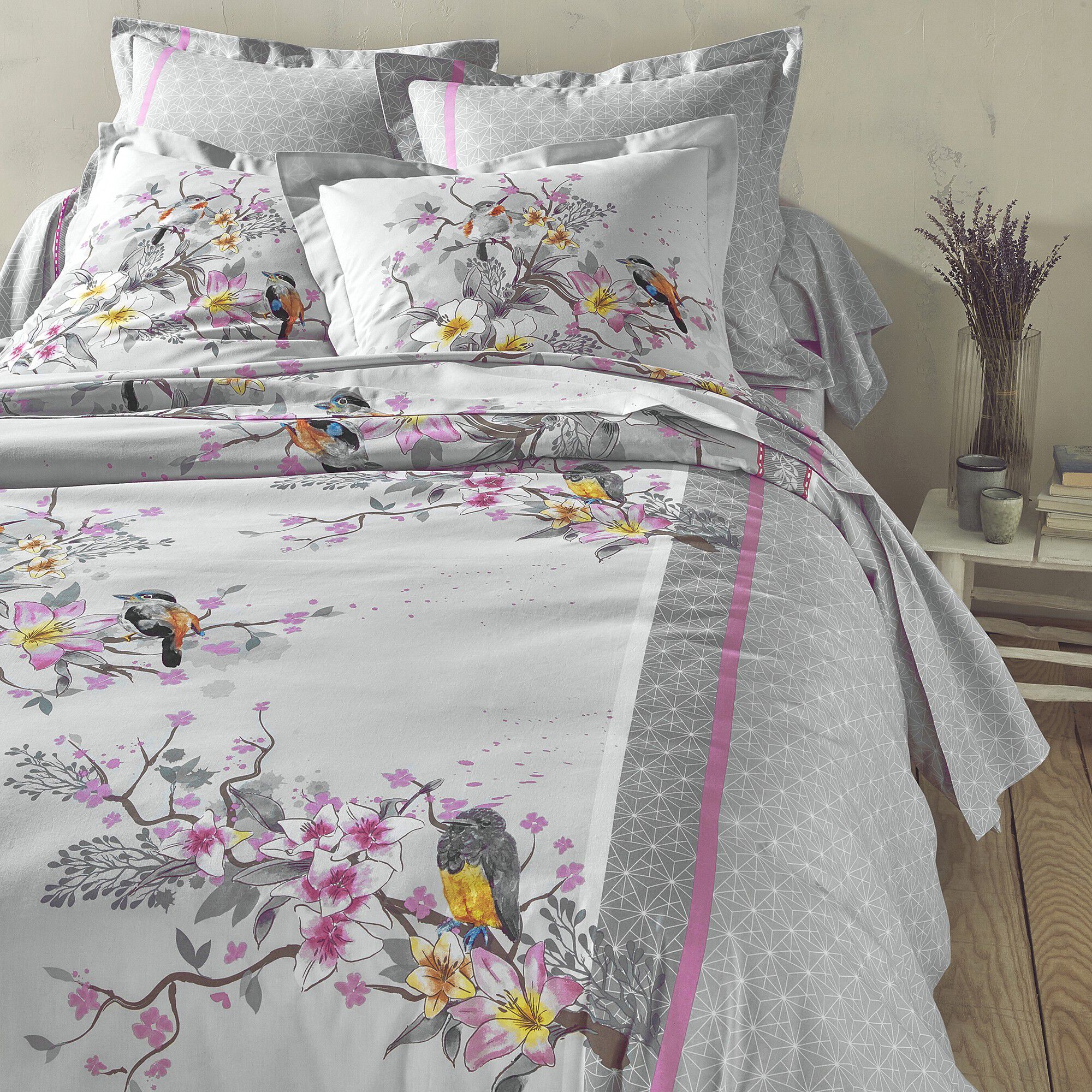 Linge de lit Birdy en coton imprimé oiseaux