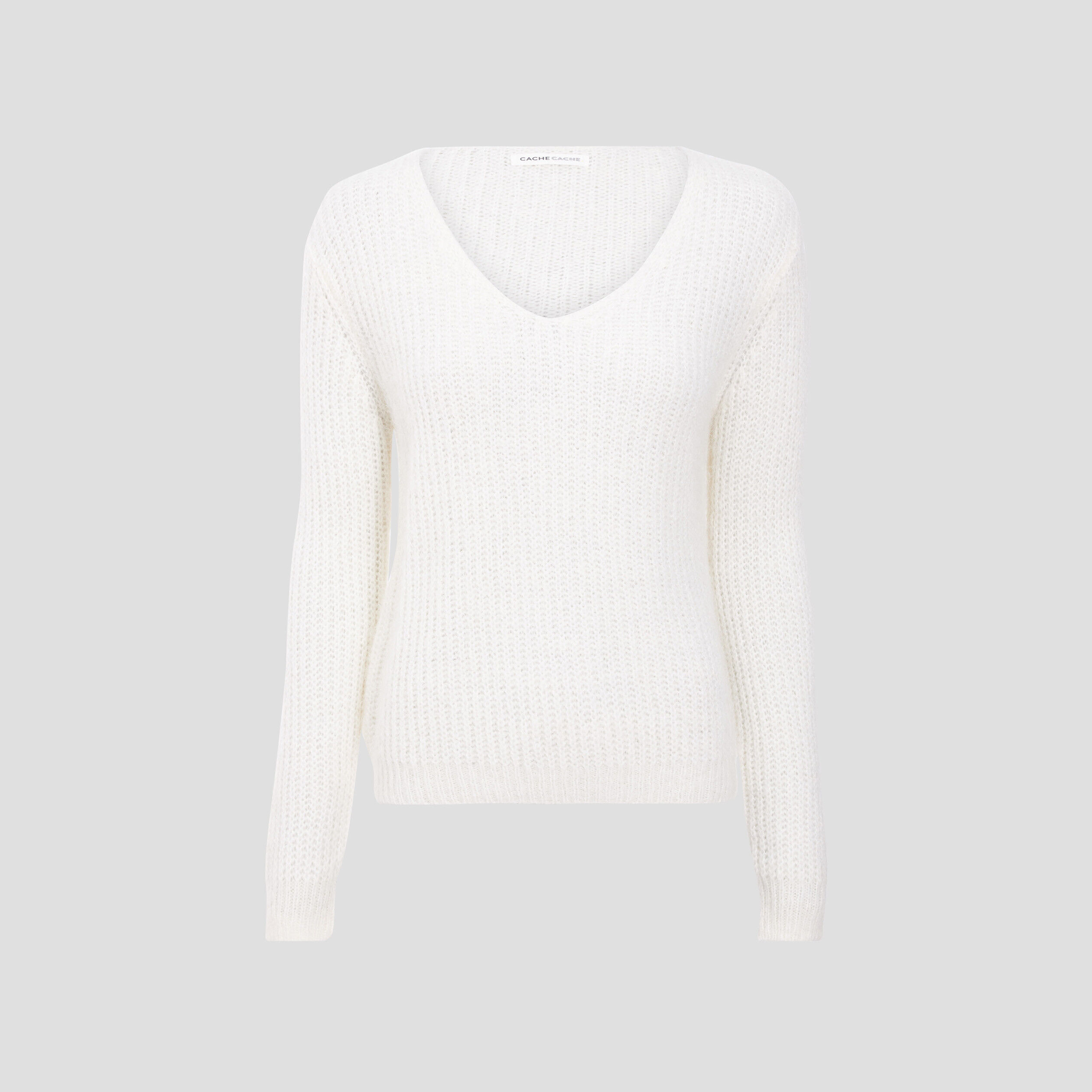 Pull avec col en V ecru femme | Cache Cache