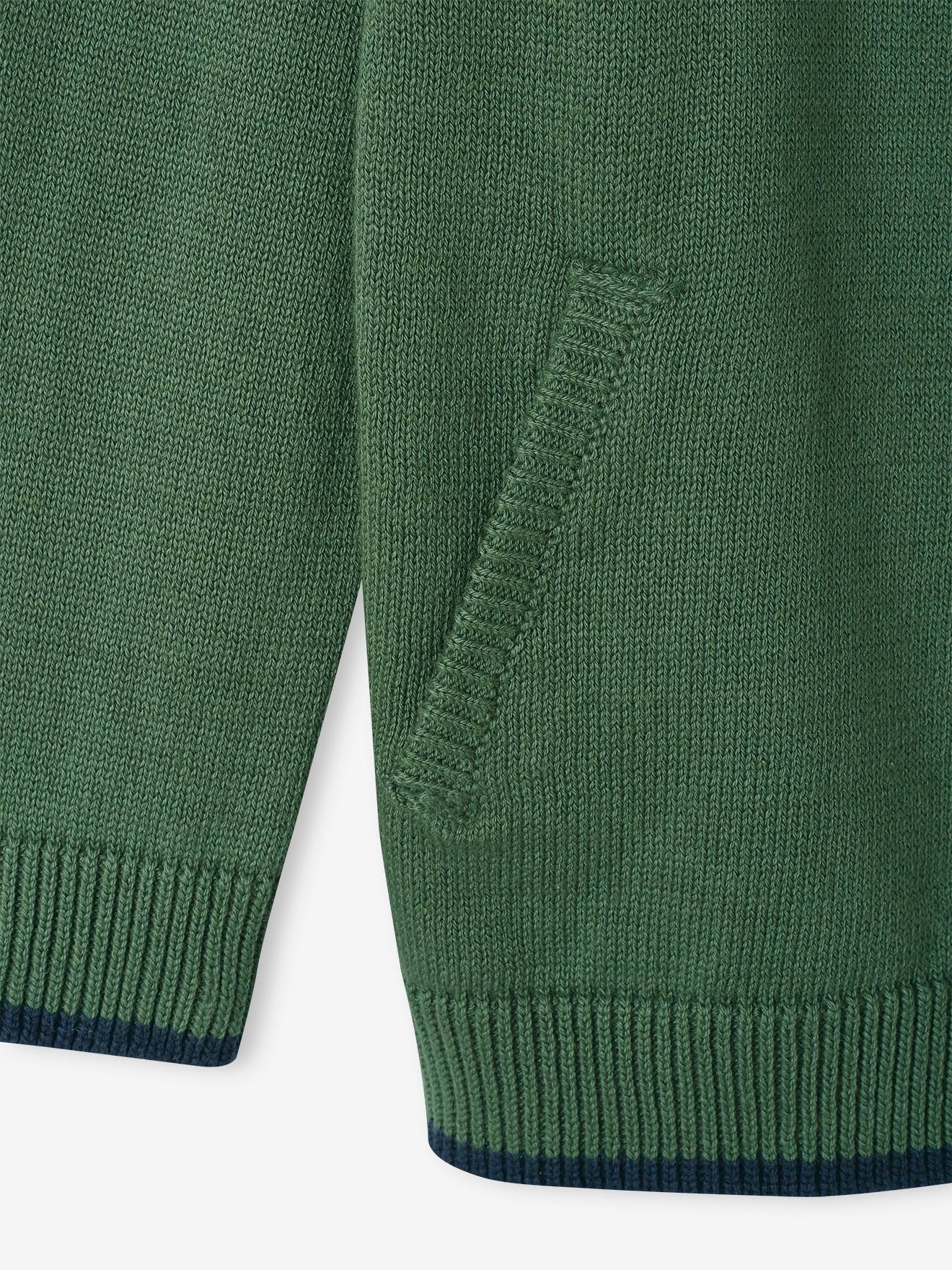 Vertbaudet Jungen Strickjacke im College, personalisierbar-Look Oeko-Tex - salbeigrün
