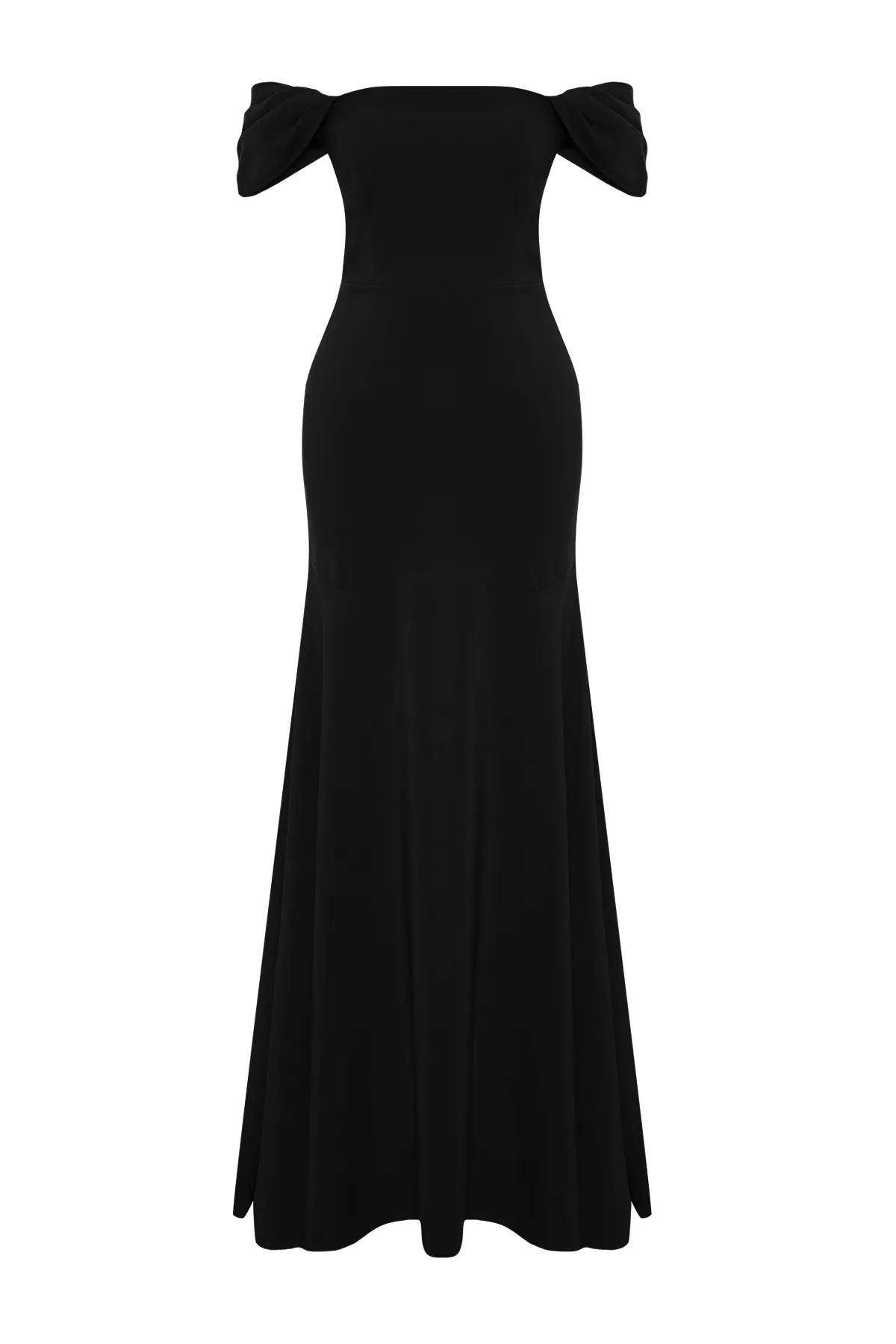 Trendyol Collection  Schwarzes, gerade geschnittenes, gewebtes Abendkleid und Abschlusskleid TPRSS24AE00060