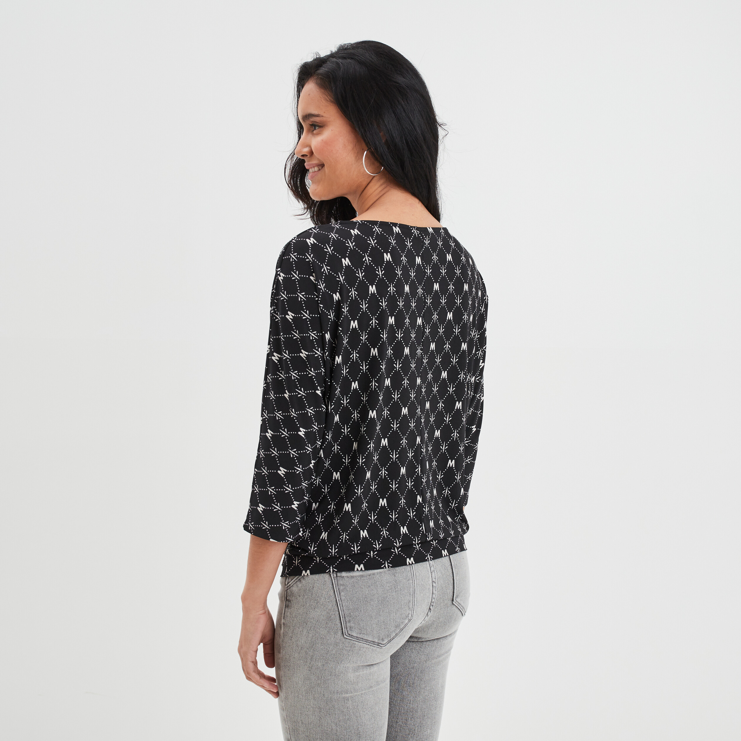 T-shirt manches 3 4 noir femme | La Halle