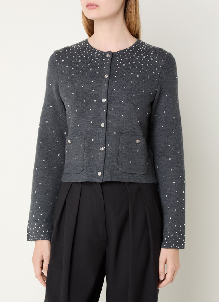 Maje  Fijngebreid vest in wolblend met strass