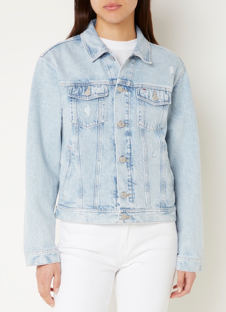Jachetă din denim Tommy Hilfiger Mom, cu buzunare la piept și laterale.