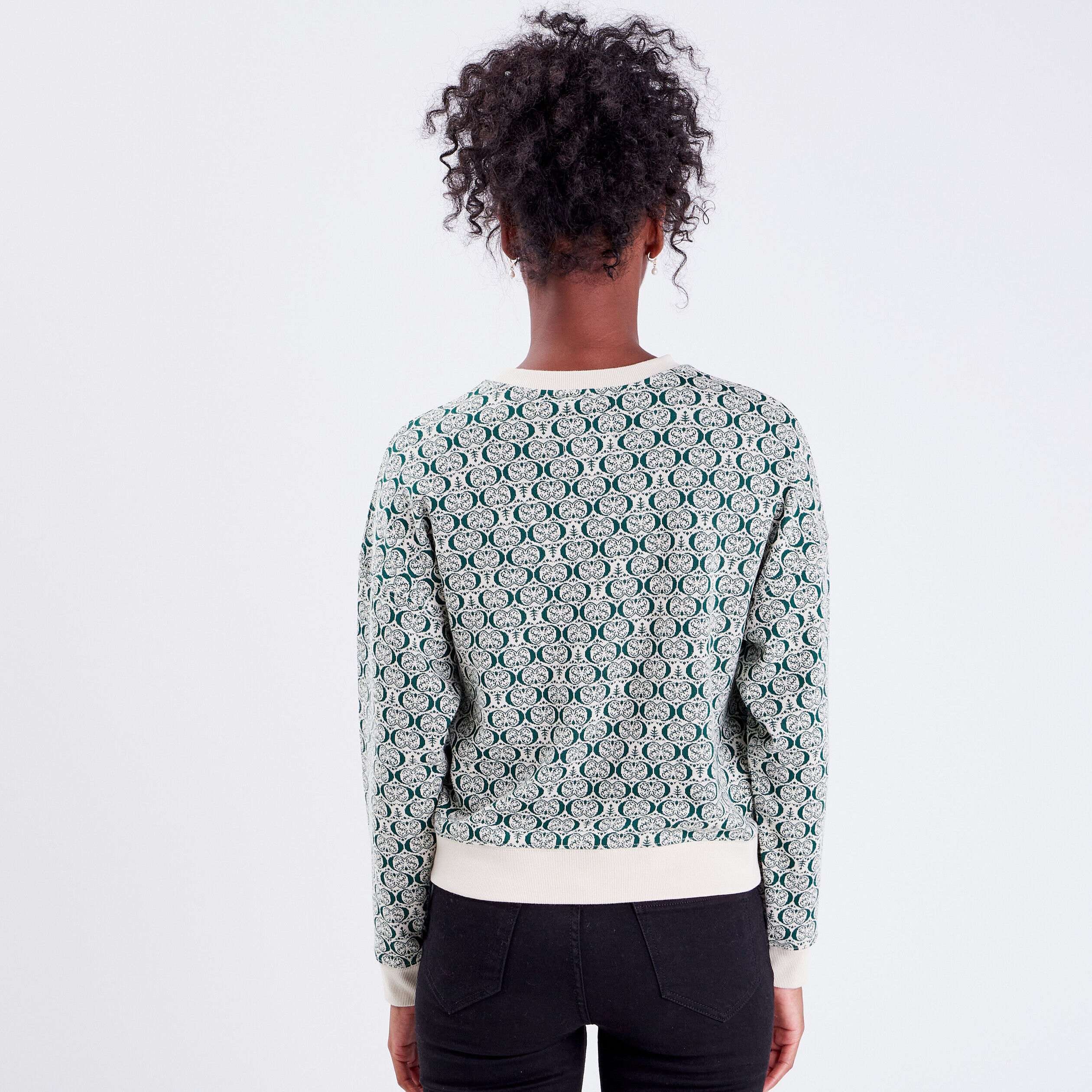 Sweat avec col rond vert foncé femme | Cache Cache