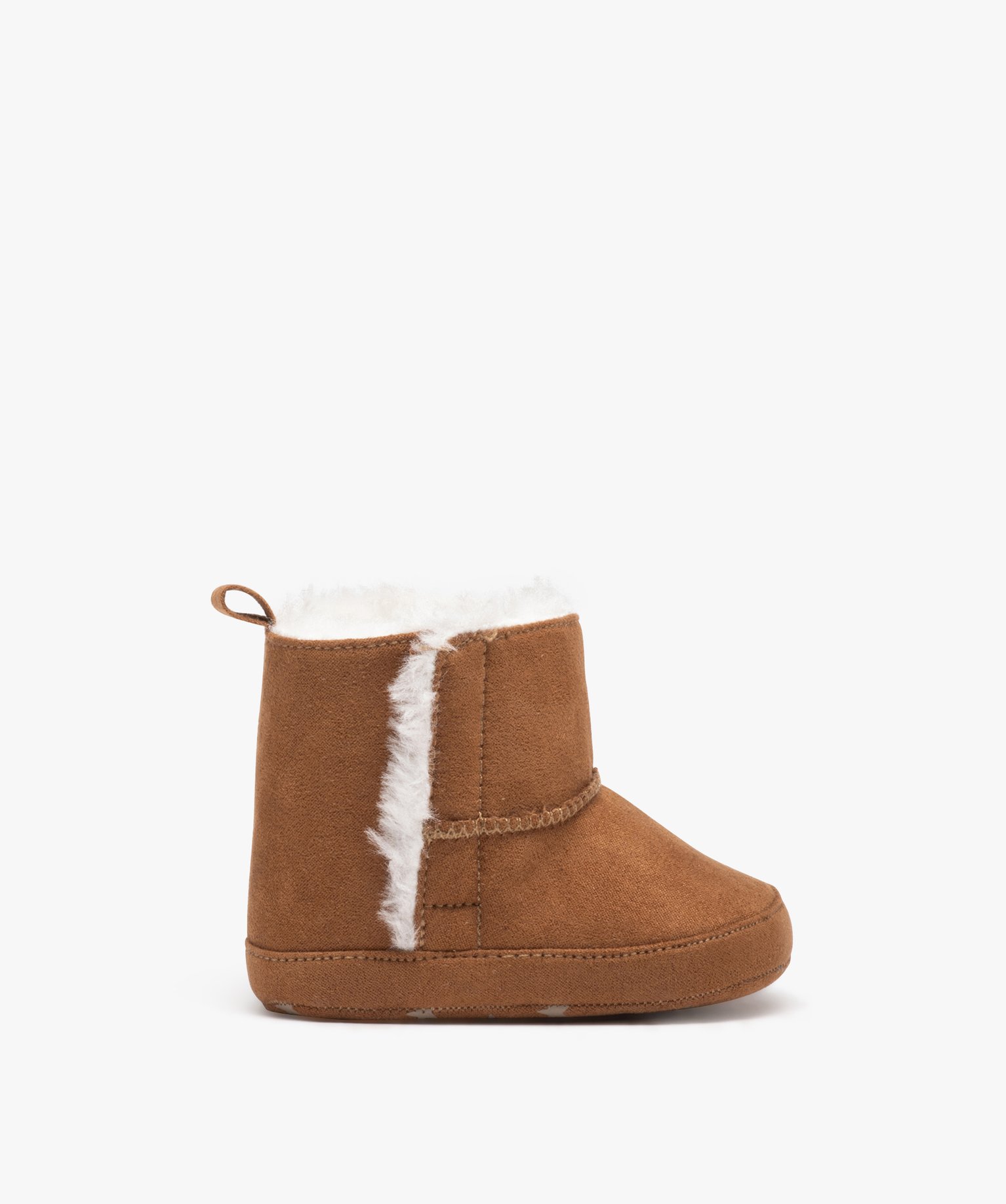 Chaussons de naissance bébé boots fourrées mixtes camel | GEMO