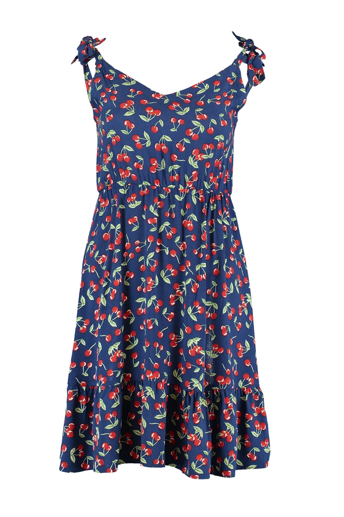 Trendyol Collection  Indigofarbenes, gewebtes Minikleid mit Blumenmuster in A-Linie TWOSS20EL2549