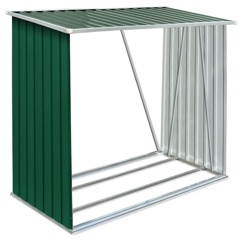 vidaXL Kaminholzregal Brennholzlager Verzinkter Stahl 163 x 83 x 154 cm Grün, BxTxH:163x83x154 cm