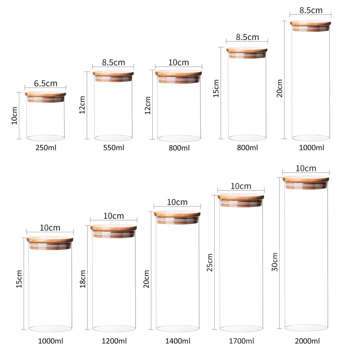 7Magic Vorratsglas Stapelbares und Luftdichtes Vorratsglas 3er Set, (Erhältlich in verschiedenen Größen, 3-tlg), Vorratsdosen, Kaffeedose, Keksdose mit Deckel