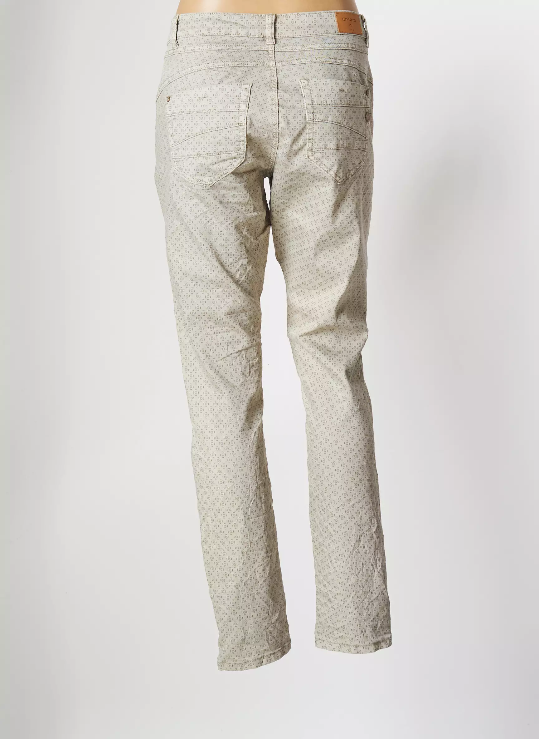 Cream Pantalons Droits Femme couleur gris