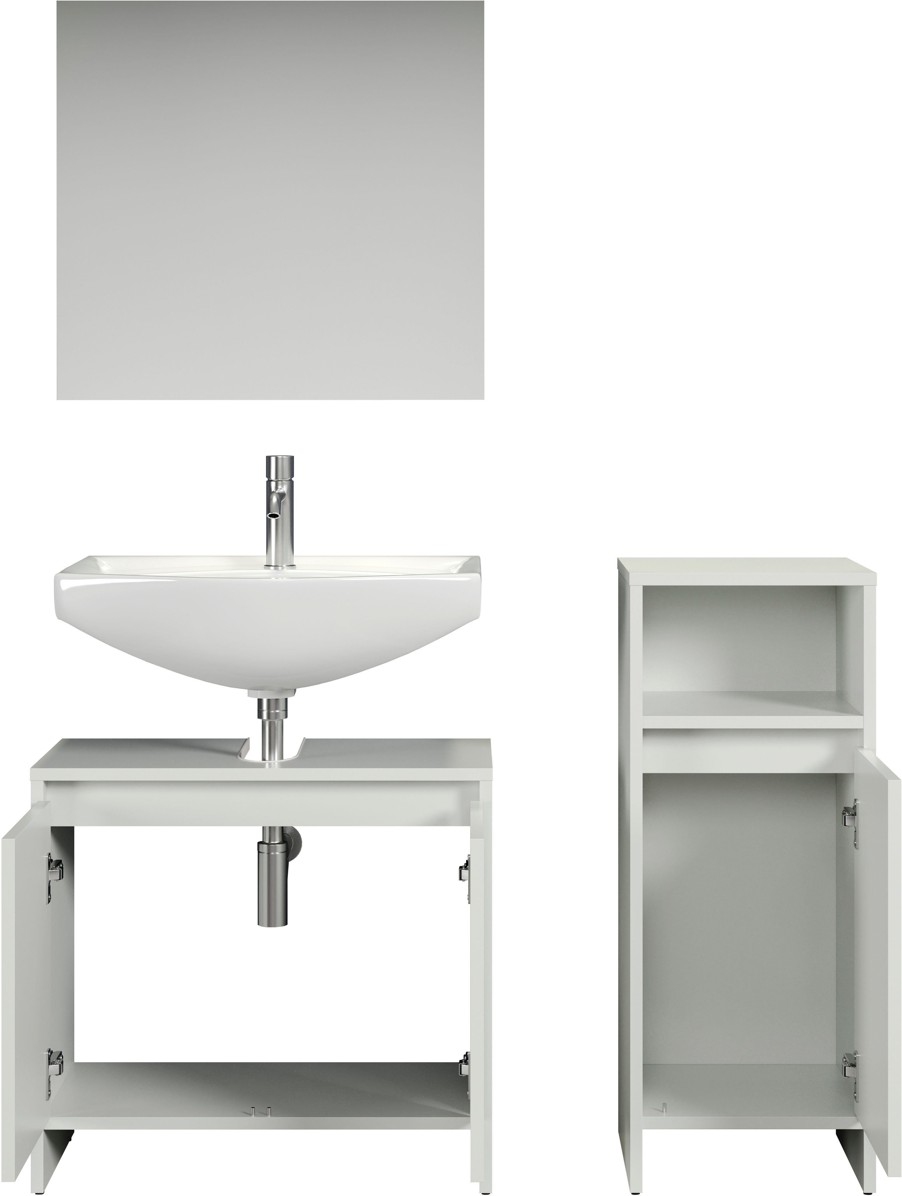 INOSIGN Badmöbel-Set Banta, (3-St), 3 Teile, Breite 107 cm, Tiefe 28 cm, grifflos, weiß, matt