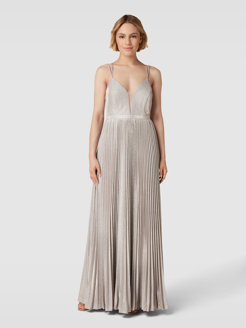 Abendkleid mit Plisseefalten in beige