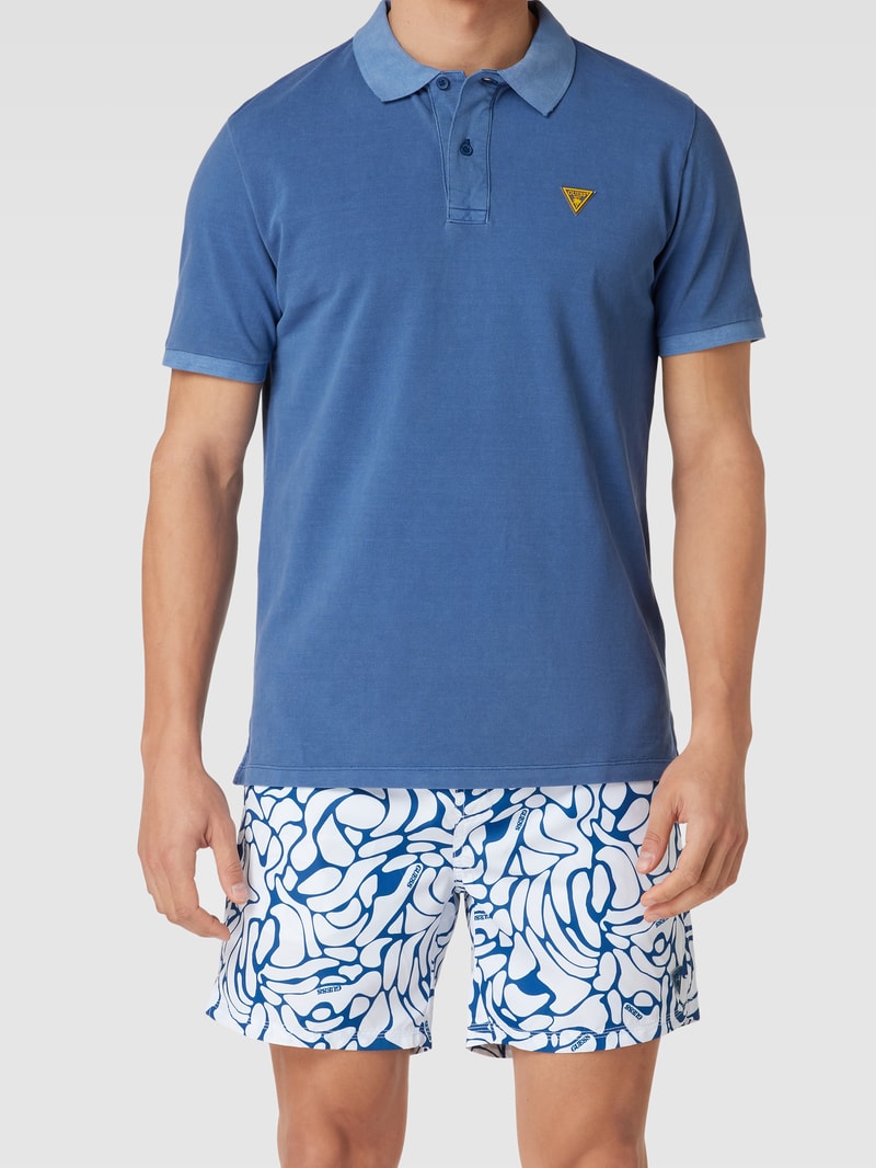 Badehose mit Label-Details Modell 'BALI' in dunkelblau