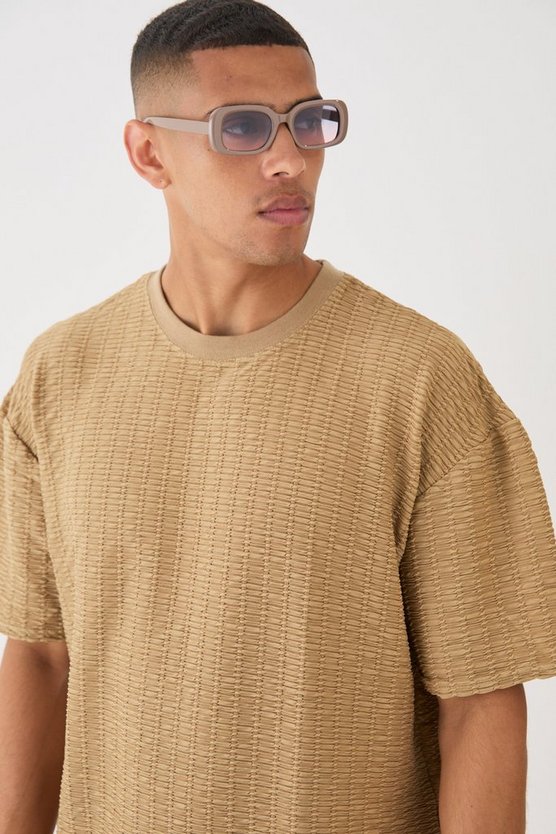 Kastiges strukturiertes Oversize T-Shirt