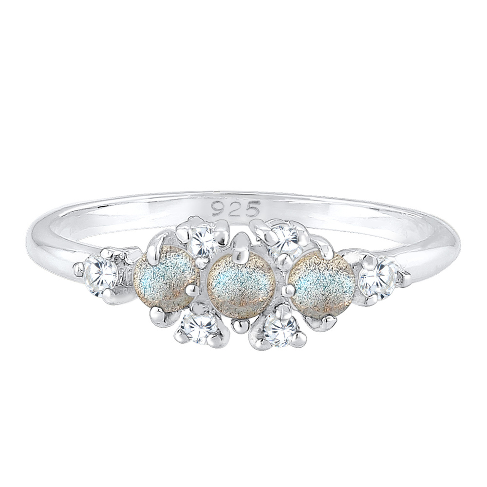 Elli Elli Bague Bandring Labradorit Edelstein Zirkonia 925 Silber Bague