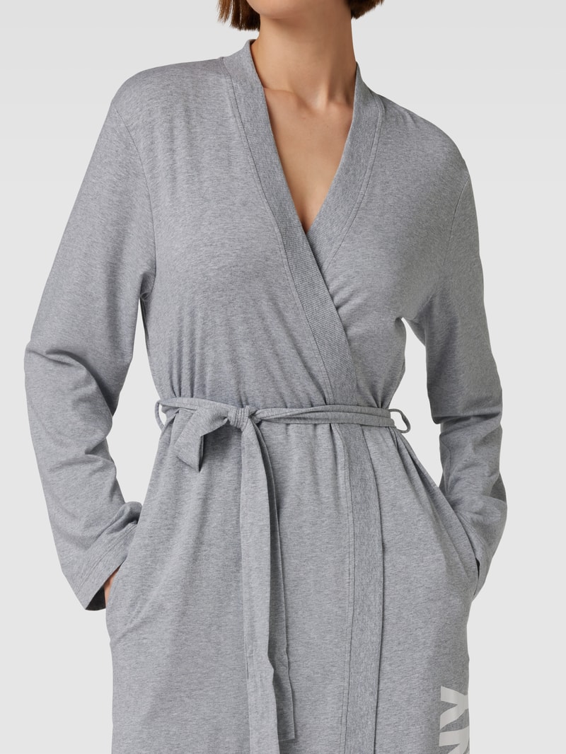 Bademantel mit Label-Print in mittelgrau