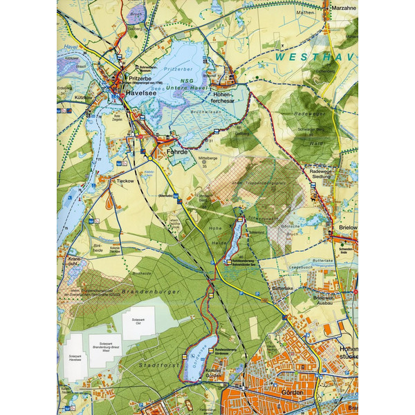 Havelseen 1: Brandenburg / Havel 1 : 35 000 Rad-, Wander- und Gewässerkarte - Fahrradkarte