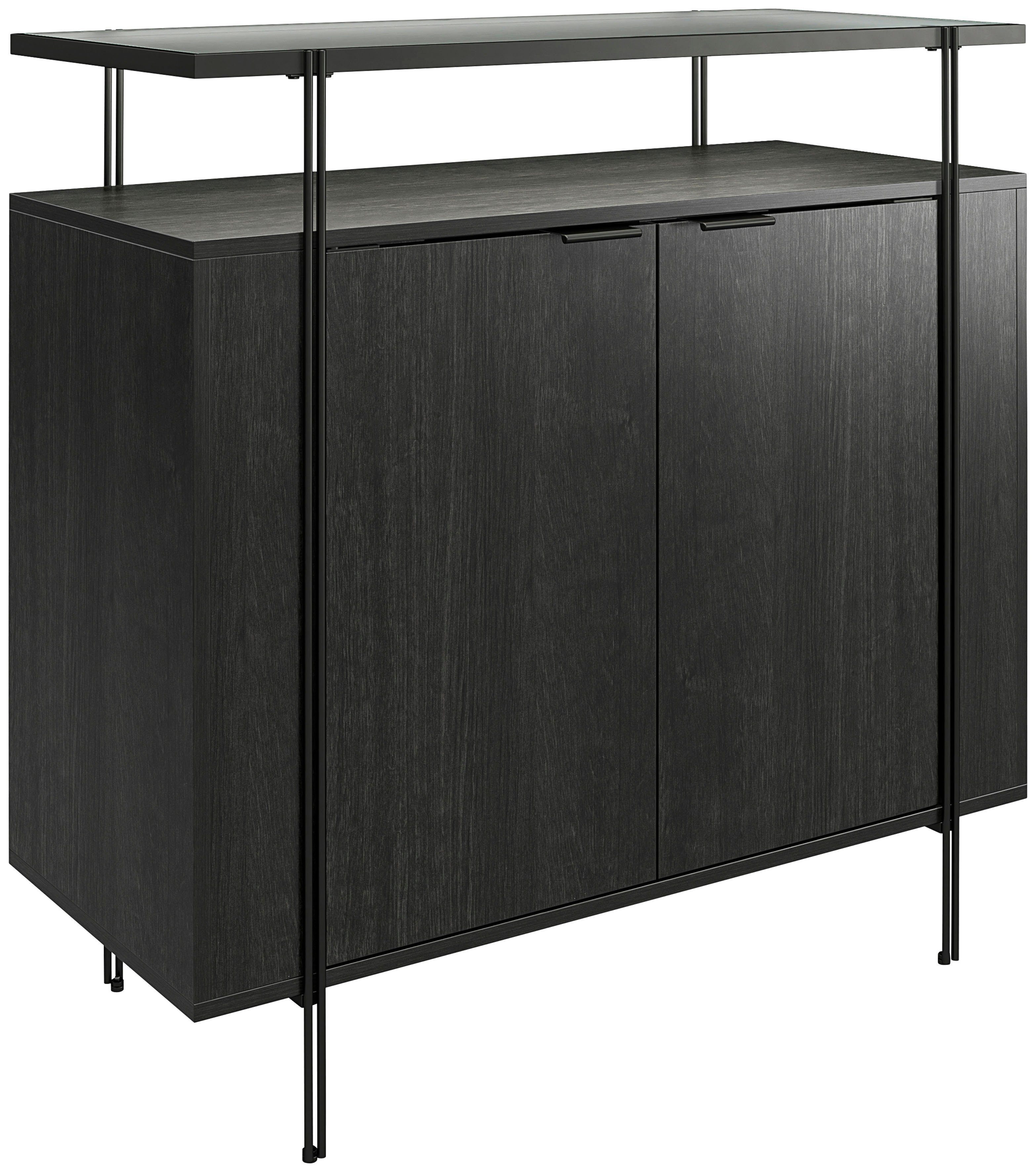 Dorel Home Barschrank Wainwright mit Oberboden aus geriffeltem Glas, Breite 91,5 cm, Höhe 92 cm