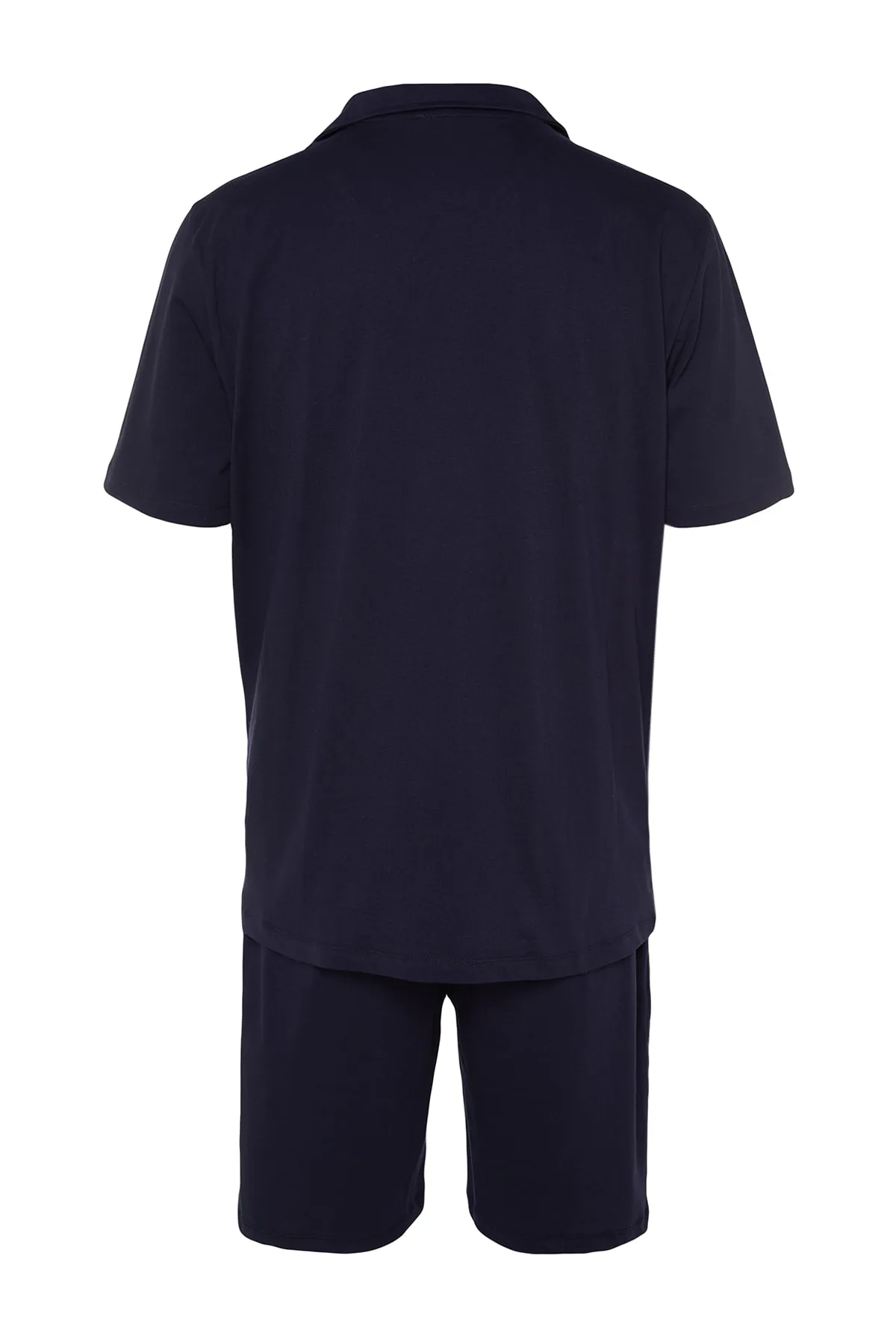 Trendyol Collection  Marineblaues Unisex-Pyjama-Set mit Shorts und Apache-Kragen in normaler Passform TMNSS23PT00007