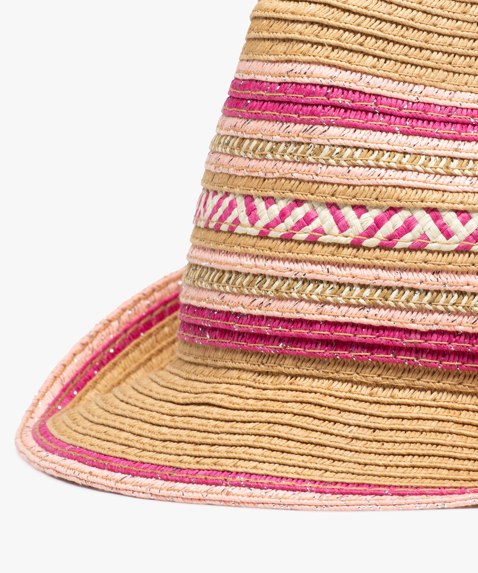 Chapeau fille à rayures multicolores et pailleté rose | GEMO