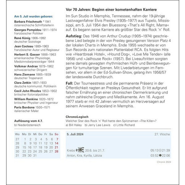 CHRONIK TAGESABREIßKALENDER 2024 - Kalender