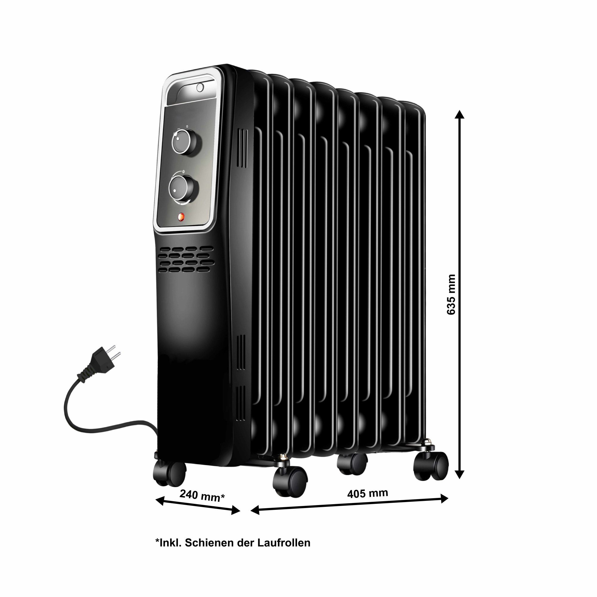 BlueCraft Ölradiator BC-84, Elektroheizung 2000 Watt mit Thermostat, 3 Stufen