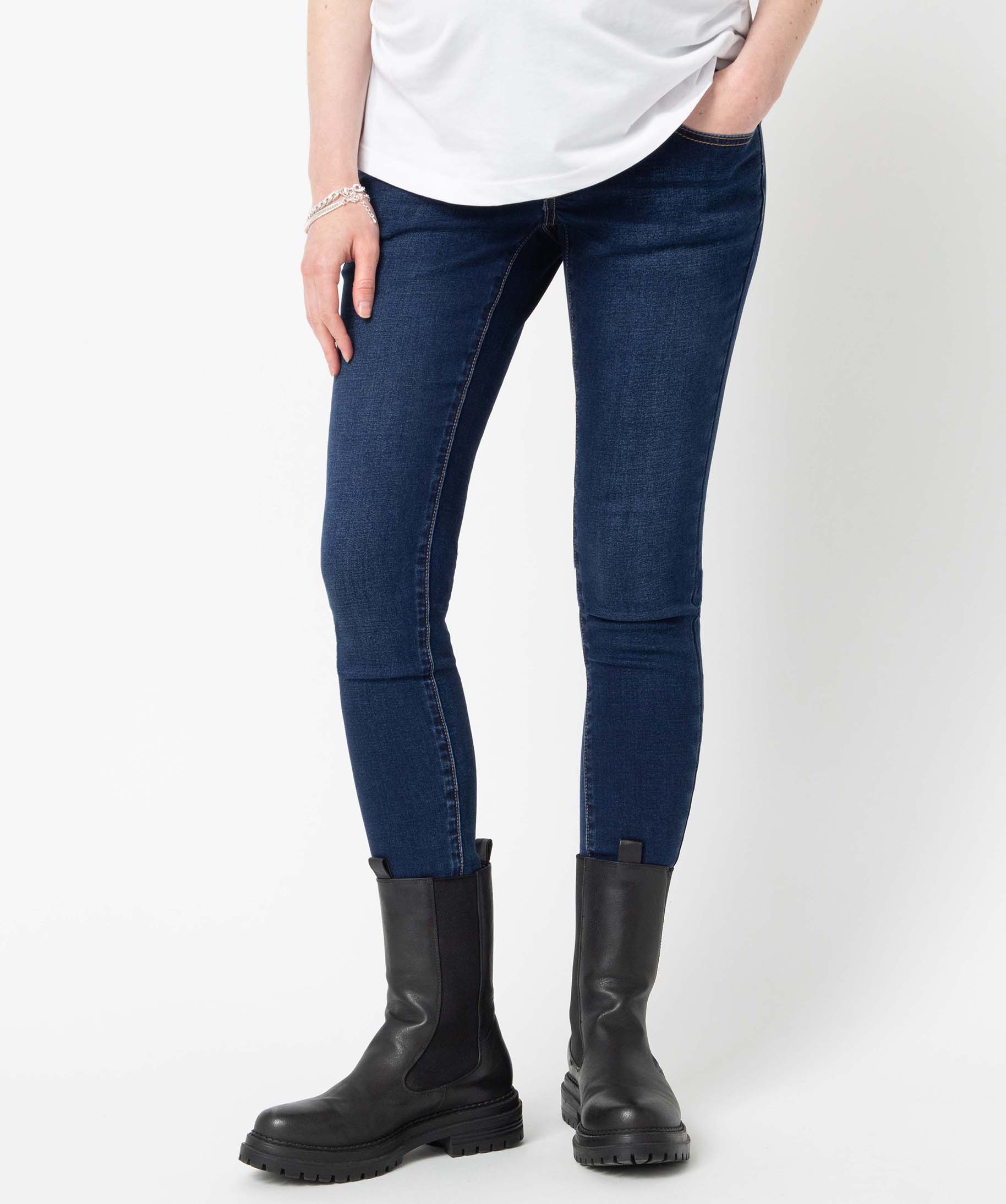 Jean de grossesse slim 4 poches avec bandeau jersey brut | GEMO