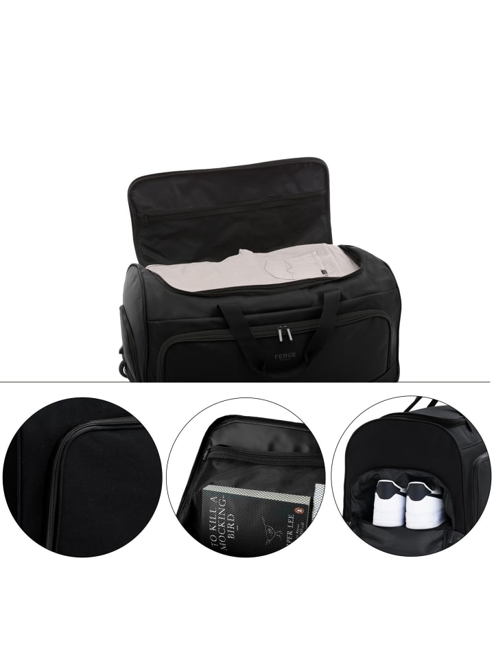 FERGÉ Reisetasche mit Rollen wasserabweisend Reisetasche mit Rollen groß Paris in schwarz günstig kaufen onesize