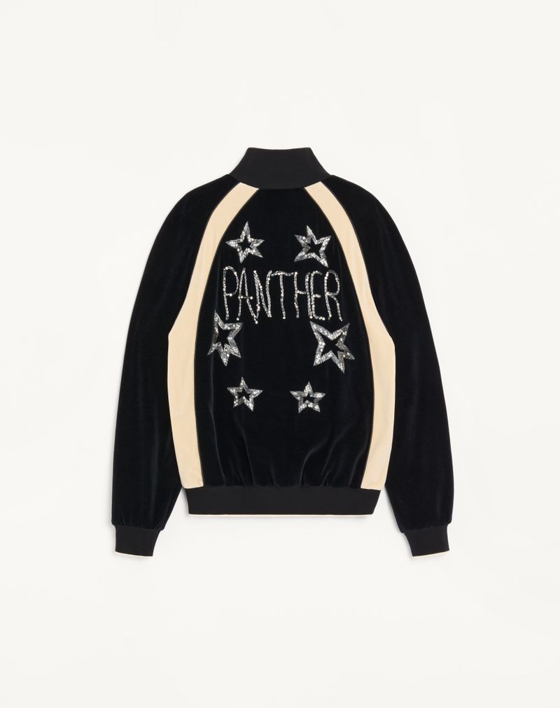 Sweat-shirt zippé Valentino avec broderie panthère et étoiles à sequins