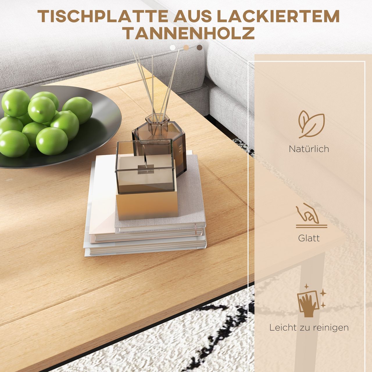 HOMCOM Couchtisch, Beistelltisch, Kaffeetisch, Sofatisch für Wohnzimmer, Natur
